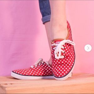 Keds size 7 red with white polka dots